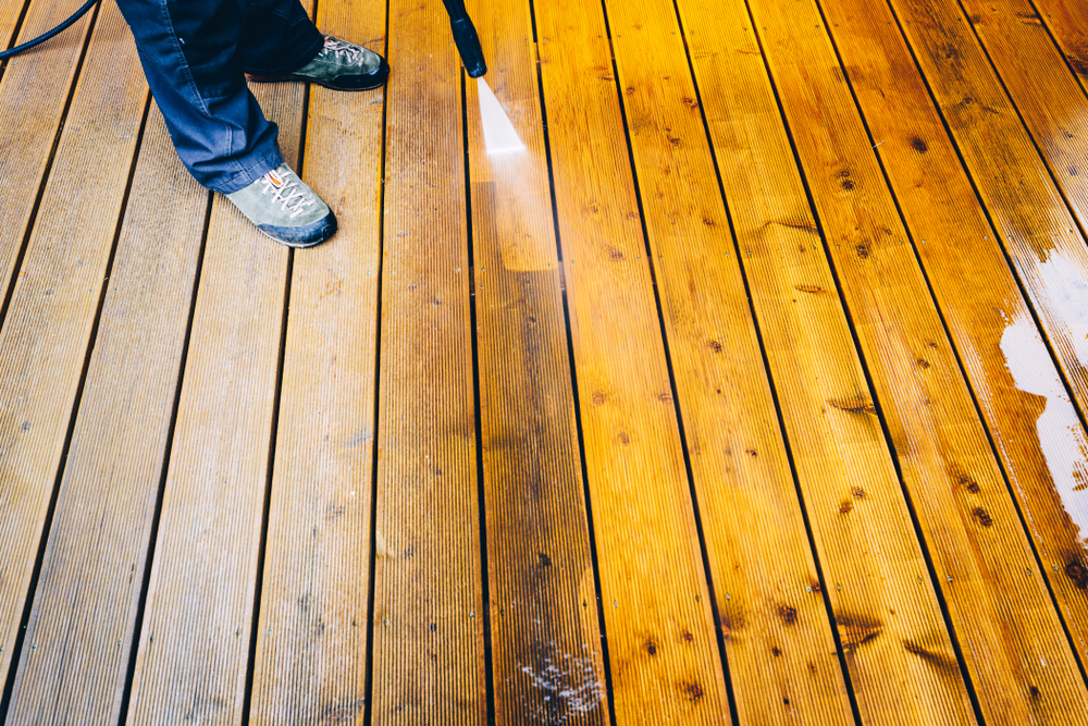 power washing timbertech deck planks