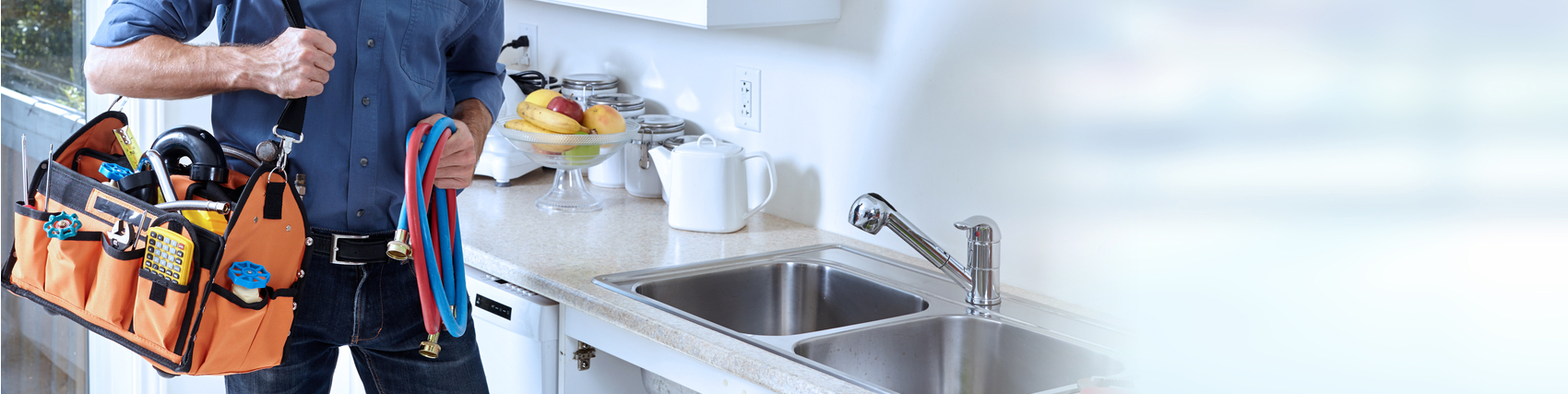 Repairman getting ready tos tart work