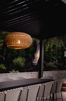 luxurious pergola and outdoor dining area