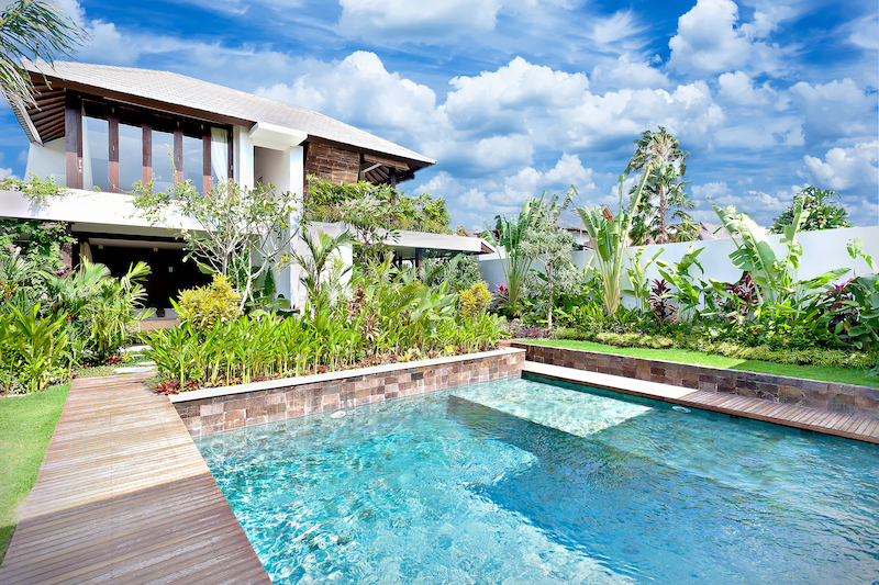 Beautiful landscape around pool