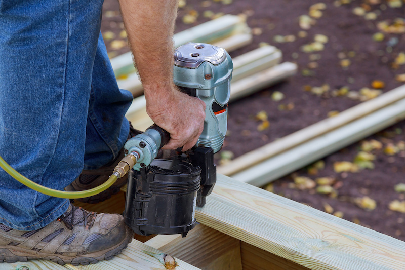 New deck patio with modern wooden deck installing wood floor for patio